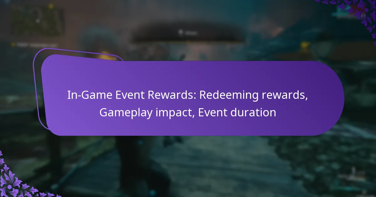 In-Game Event Rewards: Redeeming rewards, Gameplay impact, Event duration