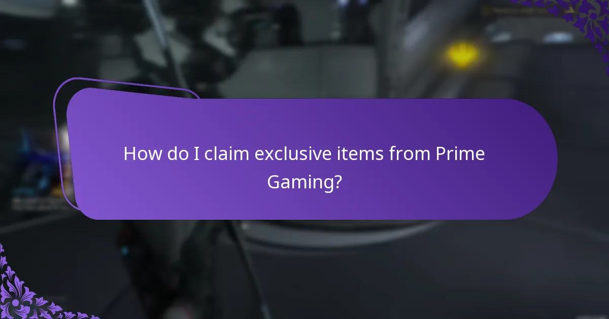 How do I claim exclusive items from Prime Gaming?