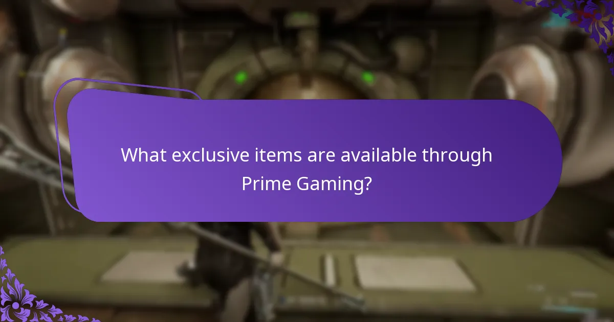 What exclusive items are available through Prime Gaming?