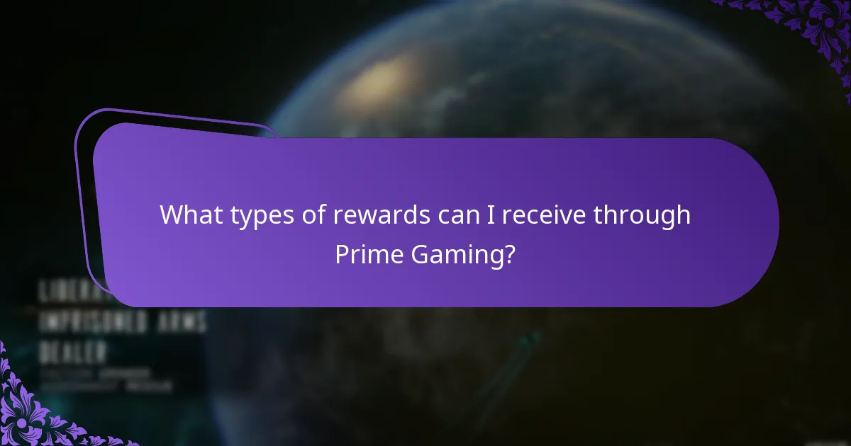 What types of rewards can I receive through Prime Gaming?