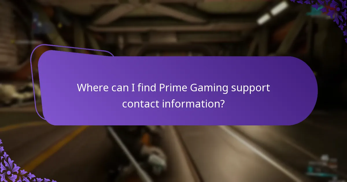Where can I find Prime Gaming support contact information?
