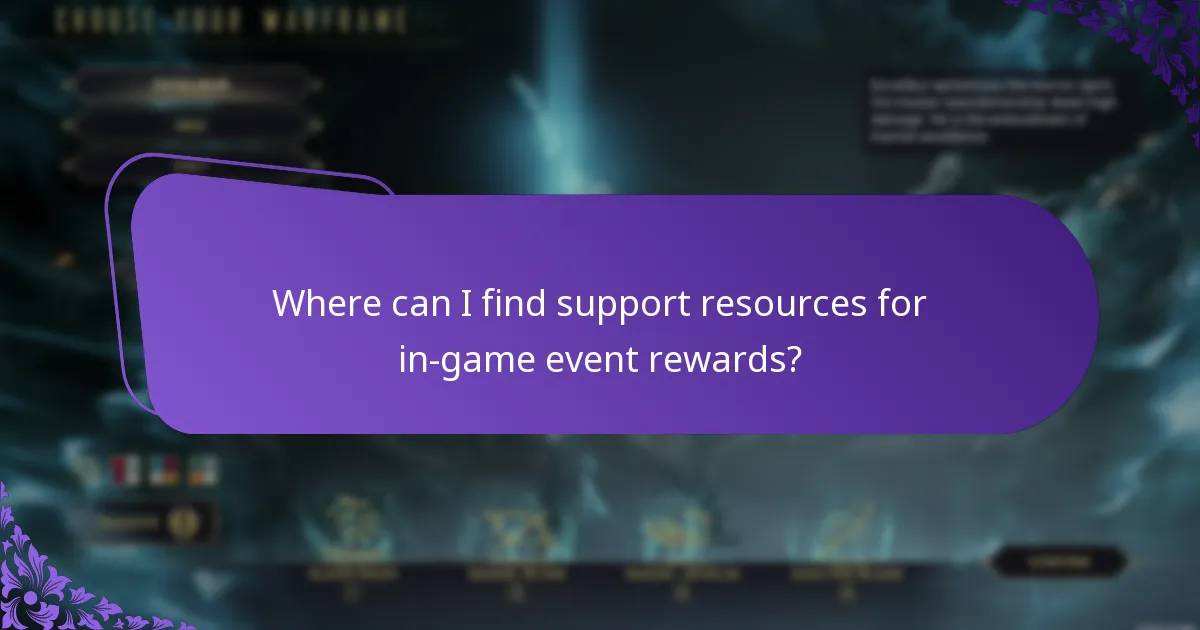 Where can I find support resources for in-game event rewards?