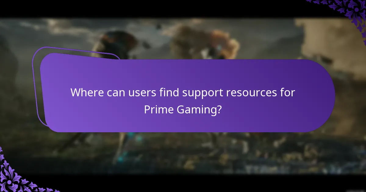 Where can users find support resources for Prime Gaming?